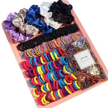 YANRONG Hair Ties, Hair Scrunchies For Girls Women, Elastic Ponytail Holders Rubber Band For Hair, Traceless Hair Ropes Set Hair Elastics For Baby and Kids?2155PCS) Mix