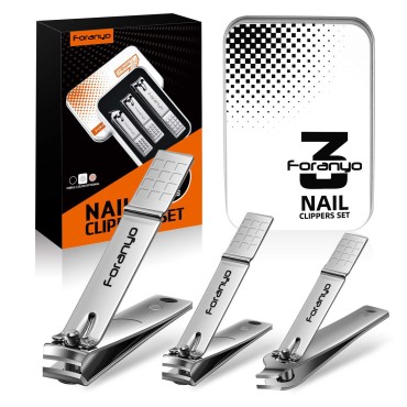 Nail Clippers, 3 Pack Toenail Clippers Fingernail Clipper Nail Clippers for Men Women Adult, Nail Cutter Manicure Set for Thick Toenails [Silver]