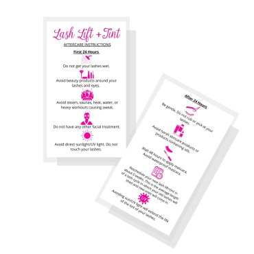 Lash Lift + Tint Aftercare Instruction Cards | 50 ...