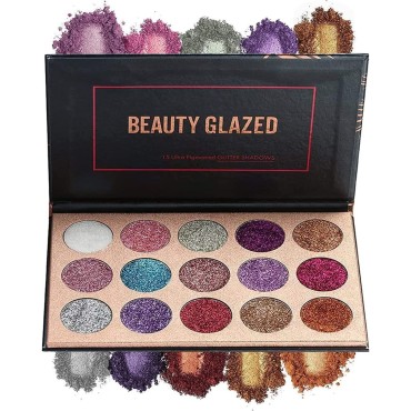 15 Colors Eyeshadow, Glitters Shimmer Pigment Pres...