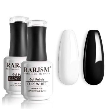 RARJSM 15ML Black White Gel Nail Polish Kit White Black Nail Polish Soak Off Led Lamp Cured Nail Art Vanish Starter Manicure Salon DIY at Home