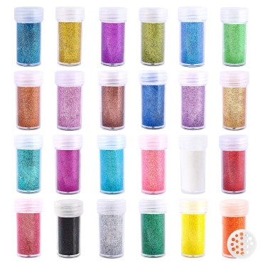 Extra Fine Glitter, Set of 24 Colors Body Cosmetic Glitter, Nail Arts Face Hair Eye Lip Gloss Makeup Glitter, Slime,Tumbler and Epoxy Resin Crafts Loose Glitter Powder Shaker