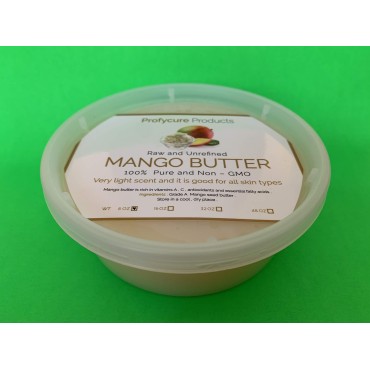 Mango Butter 8 oz (1/2 Lb) Natural Unrefined Pure 100% Raw , Moisturizing, Scent-free, Hexane-free Premium Grade for Soft Supple Skin and Healthy Hair , Nourishing & Healing Care & DIY- Made in USA