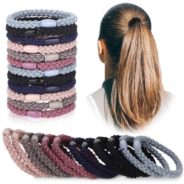 12 Pieces Cotton Hair Ties Braided Hair Bands Elas...