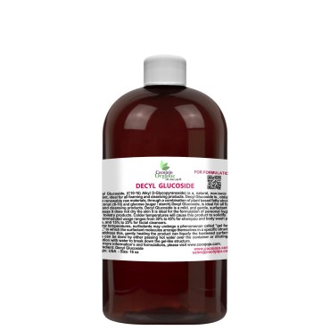 Decyl Glucoside Natural Surfactant - 16 oz - Natural, Plant Derived, Non-GMO, Biodegradable - For Formulations and DIY Skin Care - For Shower Gels, Foaming, Body Soap, Shampoos, Face Cleansers