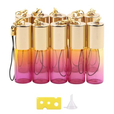 Newzoll Glass Roller Bottles, 5ml Mini Yellow Rose Gradient Roll On Bottles, Empty Sample Vial Bottles Containers for Essential Oil Perfumes Lip Balms, Pack of 10