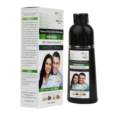 Biogreen Roots Herbal Natural Black Hair Color Shampoo with 200 ml Hair Treatment for Grey Hair Coverage in 10 Minutes - Hair Coloring for Men, Women, All Hair Types - Natural Black Hair Dye