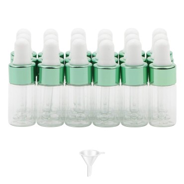 Newzoll 3ml Eye Dropper Bottles with Funnel, 18Pcs Clear Mini Glass Dropper Bottles Essential Oil Bottles Perfume Sample Vials Refillable Liquid Cosmetic Containers, Green Cap