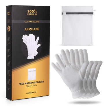 AKRILANE 100% Cotton Gloves for Dry Hands | Moistu...