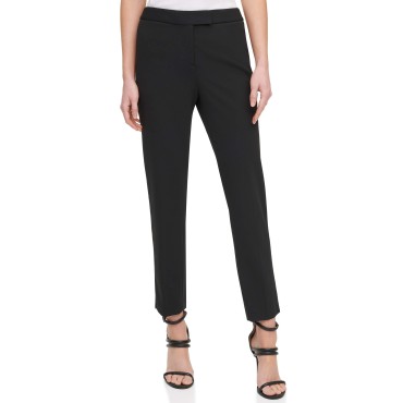 DKNY SPORTSWEAR Women's Missy Foundation Cropped Slim Dress Pants, Black, 16