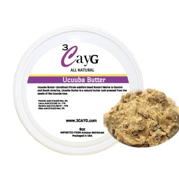 3CayG Ucuuba Butter 8oz All Natural Raw Unrefined 8oz Body and Hair Butter