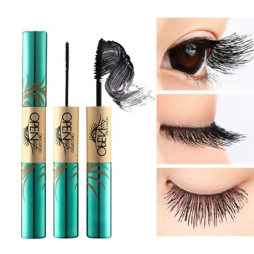 GECOMO Mascara Black Volume and Length with 2 in 1 Mascara Wand, 4D Silk Fiber Lash Mascara Waterproof, No Smudging, No Clumping, No Flaking, Thick & Black, Best Mascara for Women