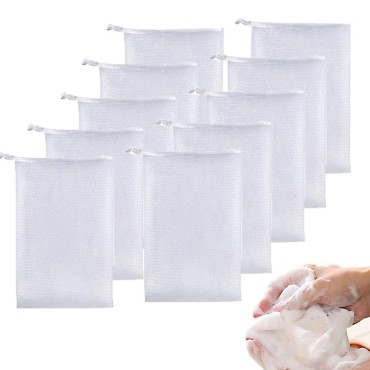 ELANE 10 Pcs Soap Mesh bag,Soap Exfoliating Bag Soap Saver Bag,Mesh Soap Bags for Soap Bars