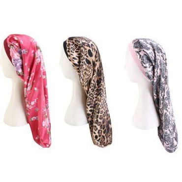 Deepth 3 Pieces Long Printed Satin Bonnet Sleep Ca...