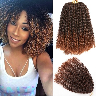 10 Inch Short Passion Twist Crochet Hair 8 Bundles Marlybob Crochet Hair Kinky Curly Crochet Hair for Black Women Water Wave Crochet Hair for Kids (8Bundles10 Inch, 1B/30#)