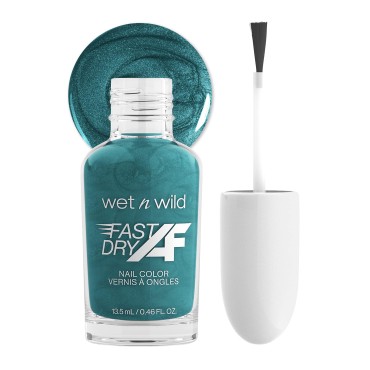 Wet n Wild Fast Dry AF Nail Polish Color, Glitter Blue Mermaids Do Exist | Quick Drying - 40 Seconds | Long Lasting - 5 Days, Shine