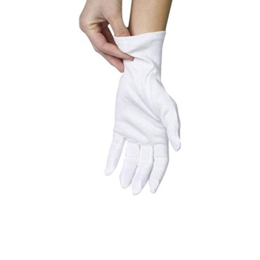 ANSMIO 2 Pairs Cotton Gloves, White Gloves for Dry Hands, Cotton Gloves for Sleeping, Moisturizing Night Gloves, White Gloves 100% Cotton, Size M (2 Pairs)