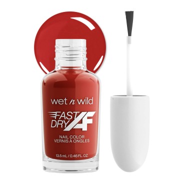 Wet n Wild Fast Dry AF Nail Polish Color, Red Light District | Quick Drying - 40 Seconds | Long Lasting - 5 Days, Shine