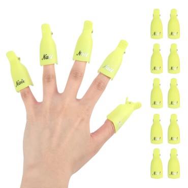 (yellow) 10Pcs Plastic Acrylic Nail Art Soak Off C...