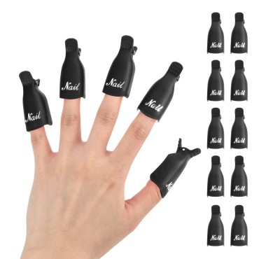 (black) 10Pcs Plastic Acrylic Nail Art Soak Off Ca...