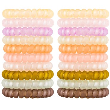 79STYLE 30pcs Spiral Hair Ties Matte Coil Hair Ties Matte Ponytail Holders Plastic Phone Cord Hair Bands Thick Spiral Hair Coils Bulk For Women Girls (Matte Candy 10 Colors-Large Size)