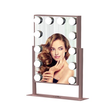 Impressions Vanity Hollywood Tri-Tone XL Makeup Mirror with 12 LED Bulbs, Vanity Dressing Mirror with 360 Degree Swivel (Rose Gold)