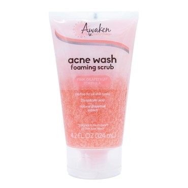 Quality Choice Oil Free Pink Grapefruit Acne Wash, Foaming Scrub for All Skin Types, 2% Salicylic Acid, Skin Treatment, 4.2oz Tube