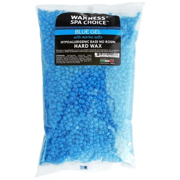 Waxness Spa Choice No Rosin Blue Gel Hard Wax Beads with Marine Salts 2.2 lb / 1 kg