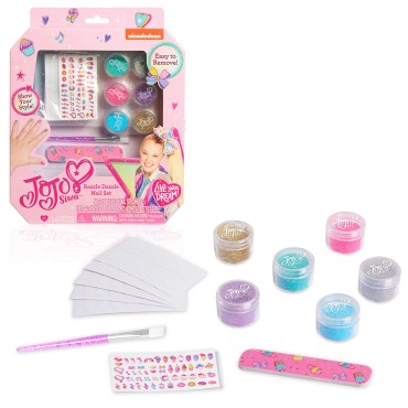 JoJo Siwa Razzle Dazzle Nail Art Decorating Kit, Kids Manicure Set with Adhesive Tabs, Brush, Stickers, Nail File and Glitter, Kids Toys for Ages 6 Up by Just Play
