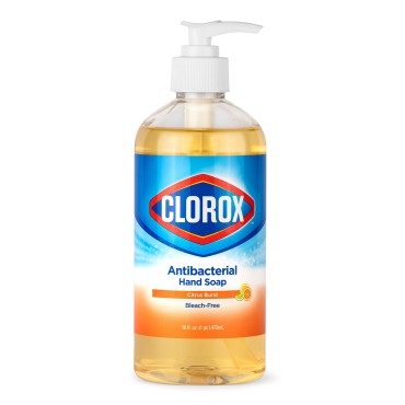 Clorox Antibacterial Liquid Hand Soap Pump - 16 oz Citrus Burst Antibacterial Hand Soap - Liquid Hand Soap Eliminates Germs and Bacteria, Soft on Hands Tough on Dirt