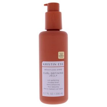 Kristin Ess Weightless Shine Curl Defining Jelly with Glycolic Acid - For Curly Hair, Frizz Control, Humidity Shielding, Vegan, Color + Keratin Safe
