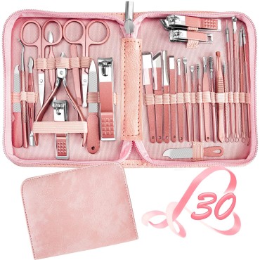 Manicure Set 30 in 1 Nail Clipper set, REDFLOW nail clippers, fingernail & toenail clippers, Manicure Tools, pedicure tools, Suitable for Travel Manicure Kit, Nail Set Kit With Everything Profe