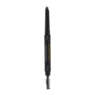 Arches & Halos Angled Brow Shading Pencil - Dual Ended Pencil and Brush with Highly Pigmented Color - Define, Detail and Build Brows - Vegan and Cruelty Free Makeup - Warm Brown, 0.012 oz