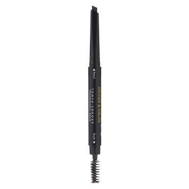 Arches & Halos Angled Brow Shading Pencil - Dual Ended Pencil and Brush with Highly Pigmented Color - Define, Detail and Build Brows - Vegan and Cruelty Free Makeup - Charcoal, 0.012 oz