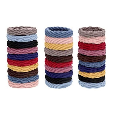 ZBORH 30 Pcs Hair Ties, Non-Slip and Seamless Hair Bands for Thick Heavy and Curly Hair, Lightweight Highly Elastic and Stretchable multicolor