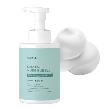 EUNYUL Daily Care Pure Bubble Foam Cleanser 16.9 fl. Oz. Korean Skincare pH 5.5 Bubble foam with Pump type Face Wash for Deep Cleansing