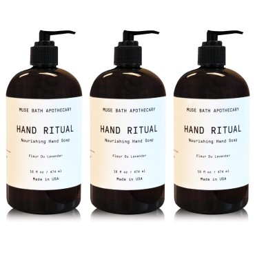Muse Bath Apothecary Hand Ritual - Aromatic and Nourishing Hand Soap, Infused with Natural Aromatherapy Essential Oils - 16 oz, Fleur du Lavender, 3 Pack