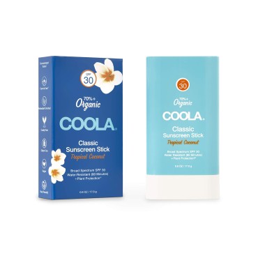 COOLA Organic Face Sunscreen SPF 30 Sunblock Lotion Stick, Dermatologist Tested Skin Care for Daily Protection, Vegan and Gluten Free, Tropical Coconut, 0.15 Oz