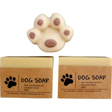 La Vie En Rose Natural Dog Shampoo Organic Virgin Coconut & Infused Calendula Soap Bar Handmade in USA for All Dogs. (2 Bars with 4.8 oz - 5.3 oz Each)