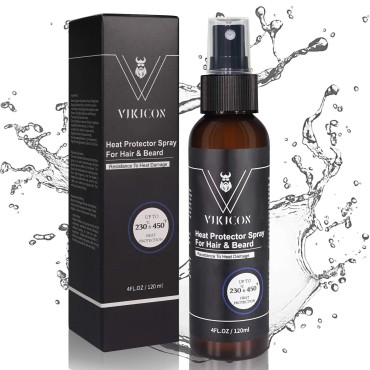 VIKICON Shield Beard & Hair Heat Protectant-Beard Spray Blend Prevents Damage & Breakage for Hair and Beard