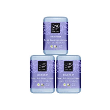 Dead SEA Salt Lavender 4 oz Soap 3 PK. Dead Sea Salt Includes Sulfur, Magnesium, 21 Essential Minerals. Shea Butter, Argan Oil. All Skin Types, Problem Skin. 100% Natural.