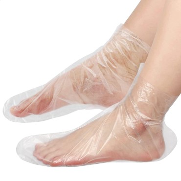 200 PCS Plastic Foot Covers - Plastic Socks for Pedicure Transparent Therapy - Feet Plastic Cover for Women Socks Disposable for Hot Wax Feet Spa Treatment - Paraffin Bath Liners - Care Accessories