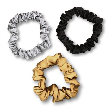 Celestial Silk Mulberry Silk Scrunchies for Hair (Small, Gold, Silver, Black)