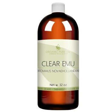 Australian Clear Emu Oil 32 oz 100% Pure, Fully Filtered, Ultra Refined, Non GMO, Bulk Natural Carrier Oil for DIY, Cosmetics, Creams, Soaps, Shampoos, Lotions - Hydrating, Nourshin