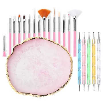 20 Pieces Nail Art Brushes with 1 Piece Nail Palet...