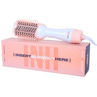 INH Insert Name Here Blowout Brush | Round Straightening Brush, Fast Drying Blow Dryer Brush with 3 Temperature Settings, Ceramic Titanium Professional Blowout Hot Tool Pink