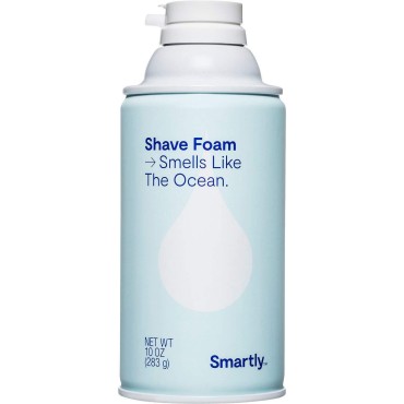 Smartly Ocean Scented Shaving Foam | Rich, Soothing Lather | Moisturizes & Protects | All Skin Types | Light Ocean Fragrance - 10 Ounce Can (Pack of 2)