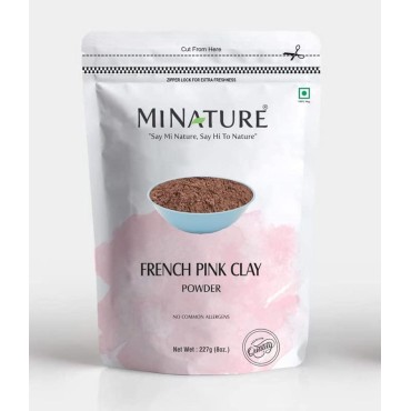 French Pink Clay powder by mi nature | 227g(8 oz) (½ pound) | Montmorillonite Pink-Clay | French Rose Clay | Face mask | 100% natural powder