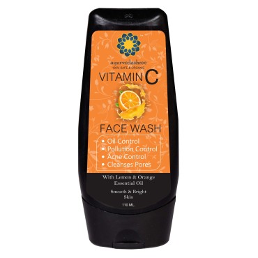 Vitamin C Face Wash 110 Ml - 3.72 fl oz., Vitamin C Face Cleanser with Vitamin C, Lemon Essential Oil and Orange Essential Oil, Daily Skin Care, Neck & Décolleté Face Wash for All Skin Types