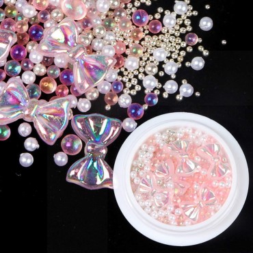 Vanchief 3D Bows Pearl Nail Art Decorations, Adora...